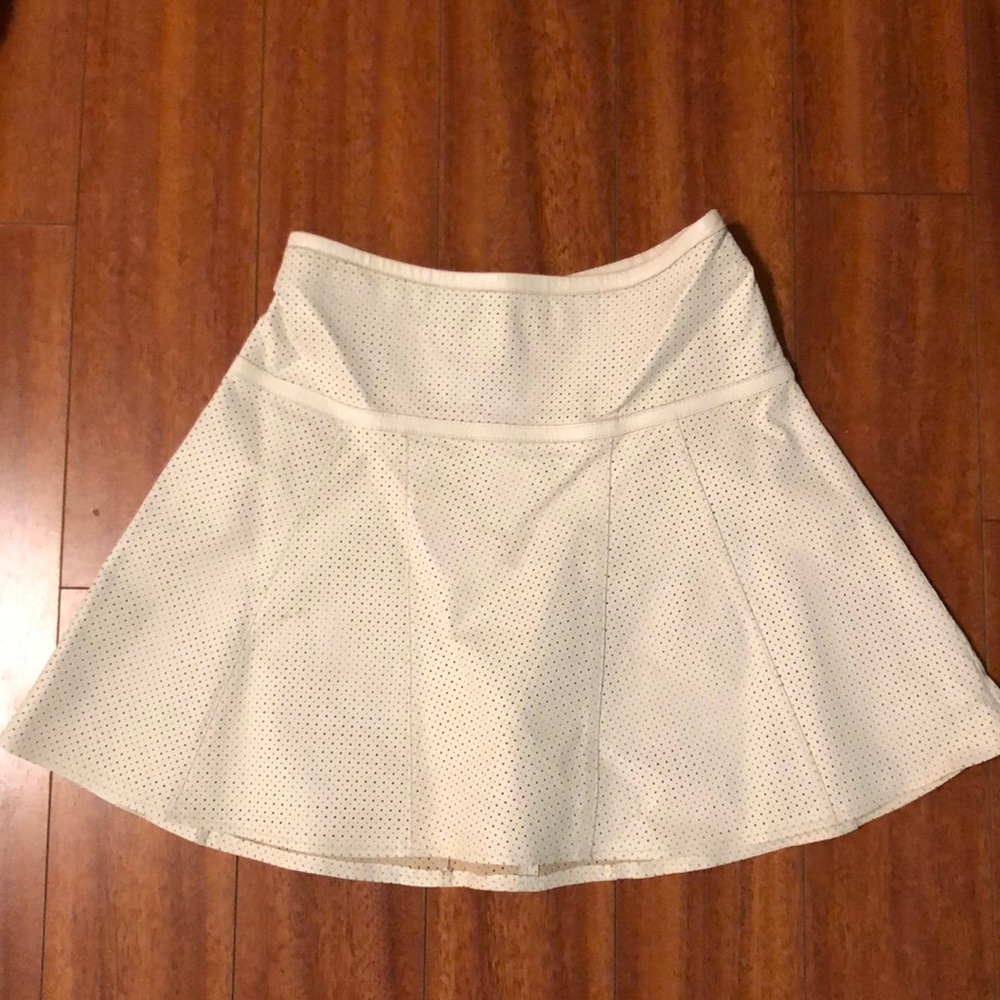 Bebe White Perforated Leather Skirt